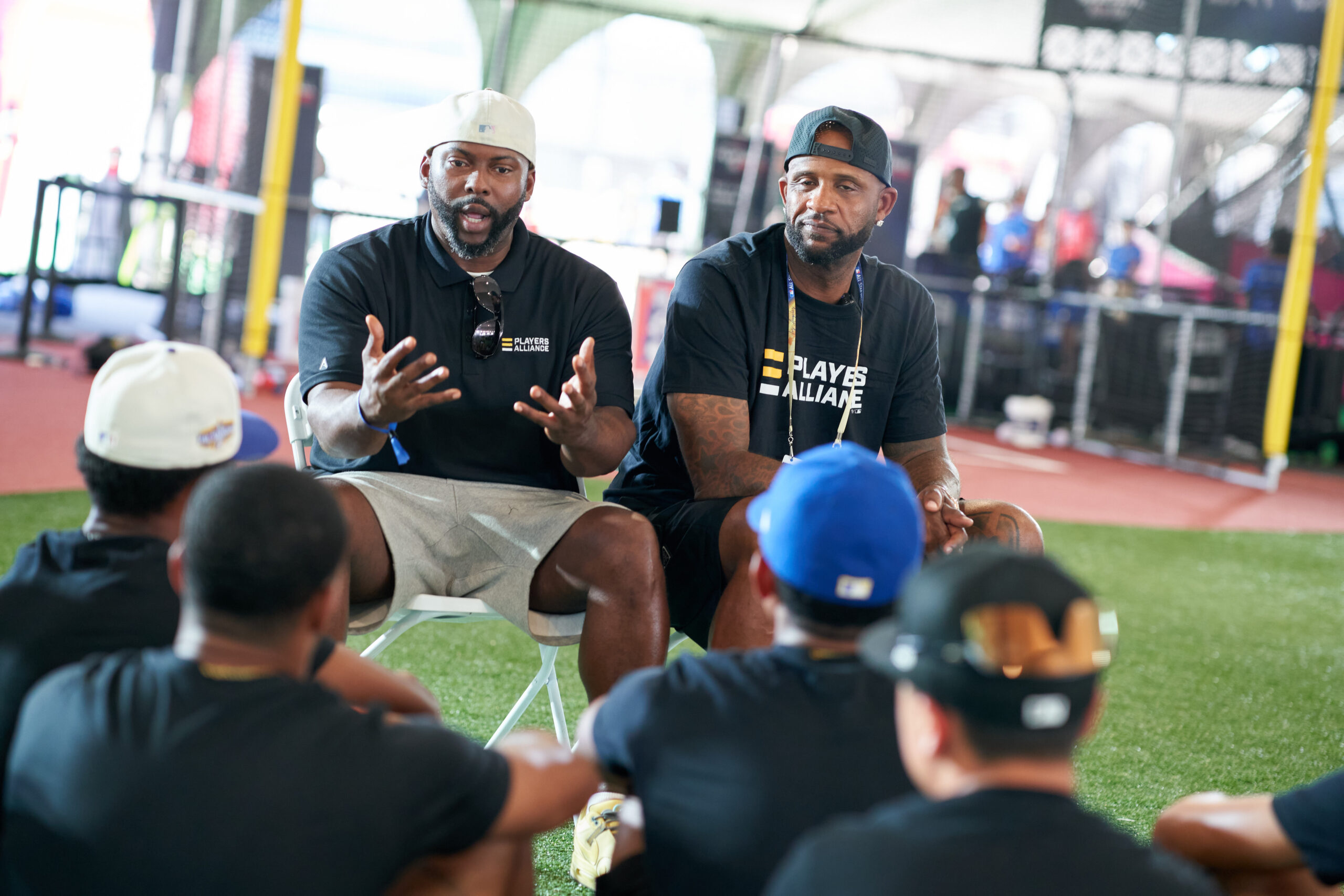 TPA Launches Equip The Future during All Star Week with MLB
Equip the Future is an official program of The Players Alliance. It connects professional players with players from middle school thru high school.

AMPLIFIED THE WAY FORWARD
Curtis Granderson, Edwin Jackson &
CC Sabathia in an intimate
fireside chat on their leadership
journey designing programs &
opportunities to address barriers
faced by communities of color. Moderated by Journalist Jemele Hill. @Play Ball Park