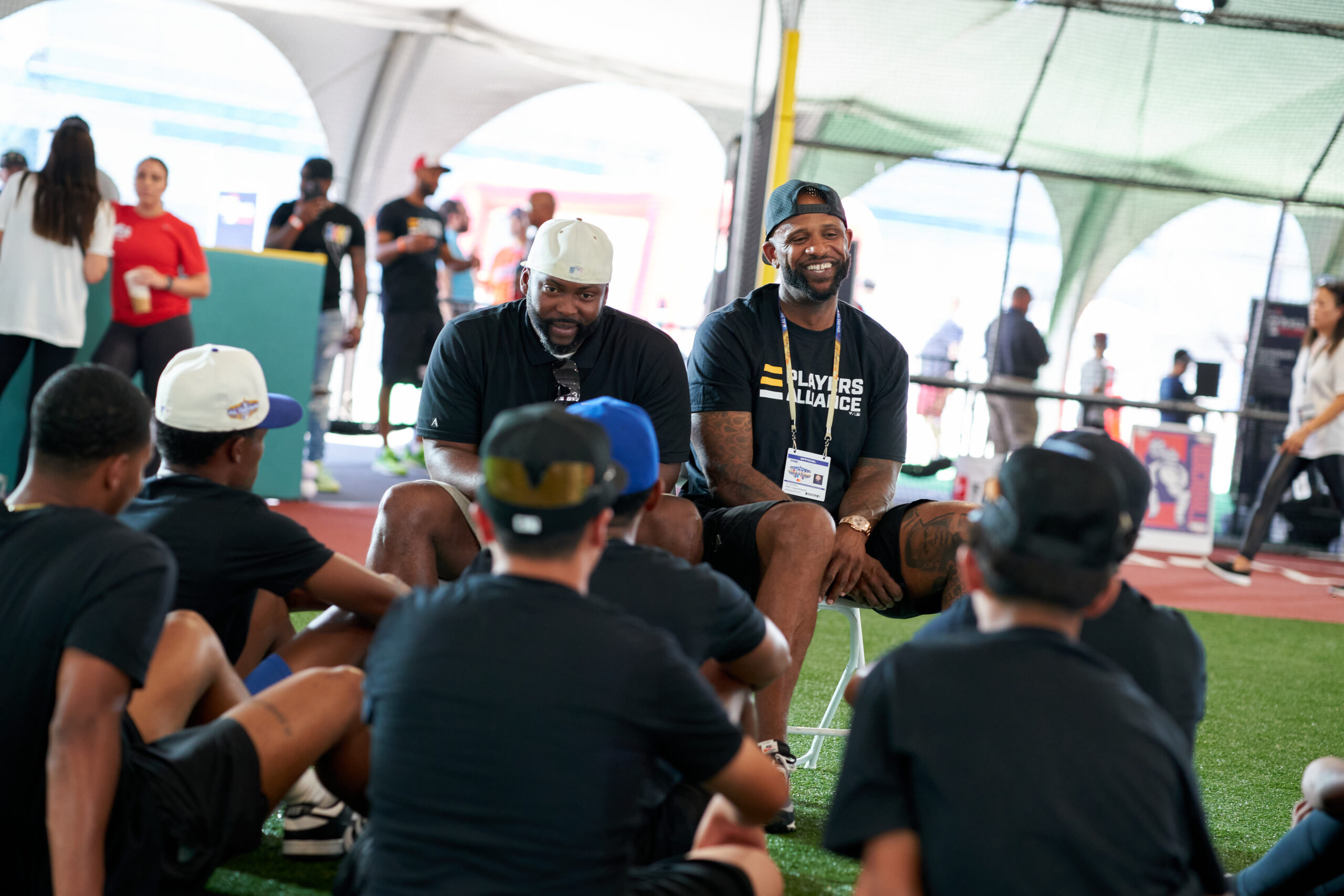TPA Launches Equip The Future during All Star Week with MLB
Equip the Future is an official program of The Players Alliance. It connects professional players with players from middle school thru high school.

AMPLIFIED THE WAY FORWARD
Curtis Granderson, Edwin Jackson &
CC Sabathia in an intimate
fireside chat on their leadership
journey designing programs &
opportunities to address barriers
faced by communities of color. Moderated by Journalist Jemele Hill. @Play Ball Park