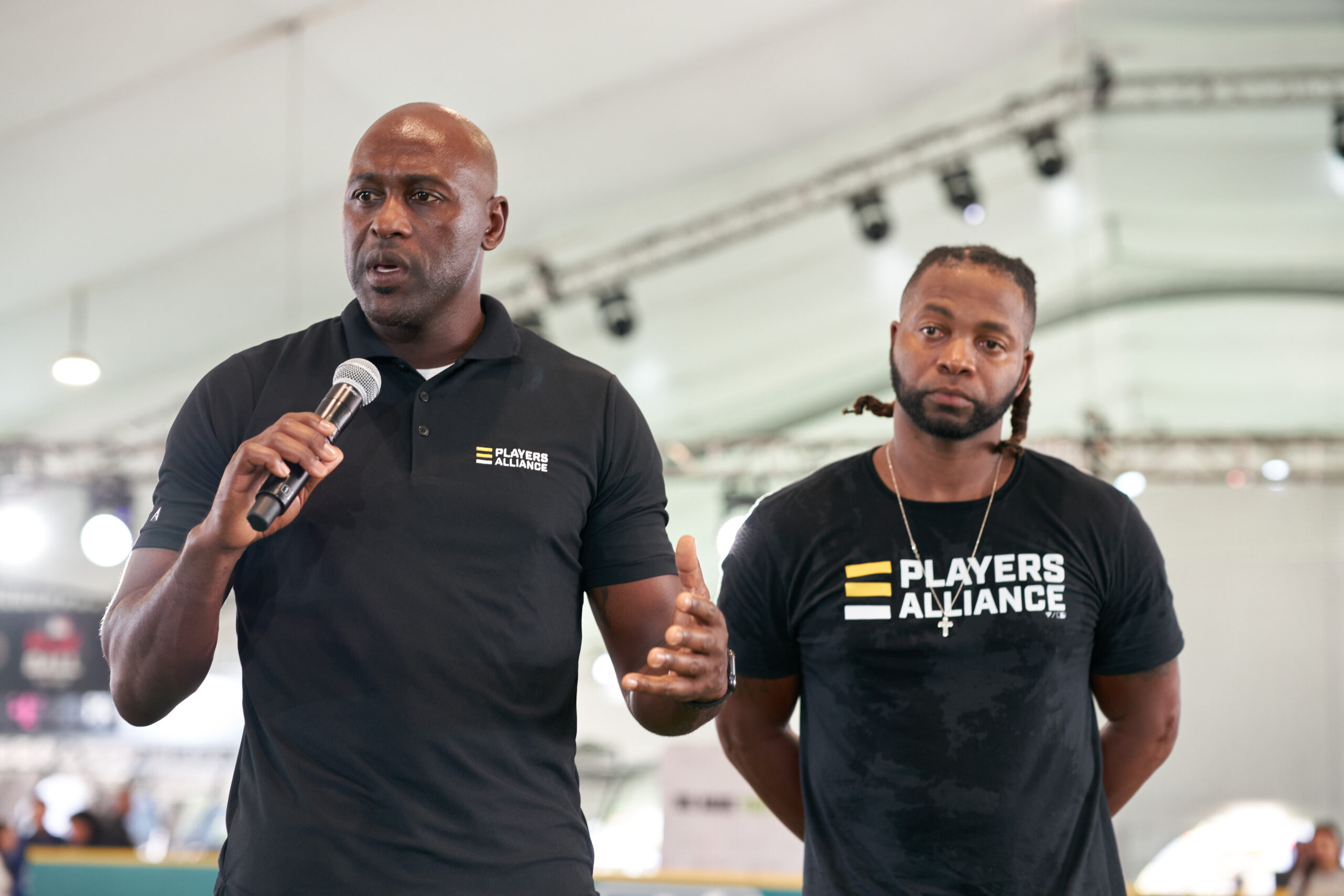 TPA Launches Equip The Future during All Star Week with MLB
Equip the Future is an official program of The Players Alliance. It connects professional players with players from middle school thru high school.

AMPLIFIED THE WAY FORWARD
Curtis Granderson, Edwin Jackson &
CC Sabathia in an intimate
fireside chat on their leadership
journey designing programs &
opportunities to address barriers
faced by communities of color. Moderated by Journalist Jemele Hill. @Play Ball Park